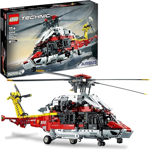 LEGO Technic Airbus H175 Rescue Helicopter, Educational Model Building Set for Kids, with Spinning Rotors and Motorised Features, Construction Toy 42145