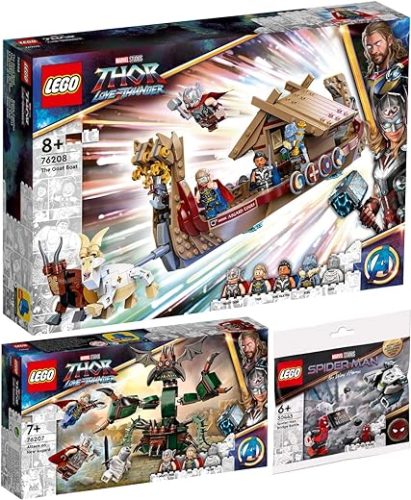 BRICKCOMPLETE Lego Set of 3: 76208 The Goat Boat, 76207 Attack on New Asgard & 30443 Spider-Mans Bridge Duel